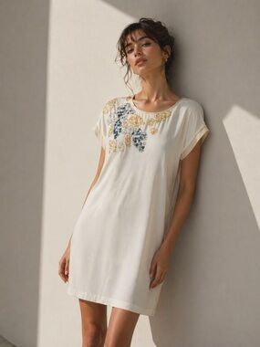 PAUL & JOE Made in France 100% Silk Mini Dress with Sequins